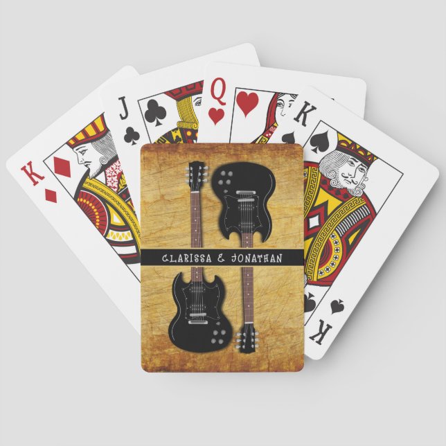 Game Night Hosts Guitars Personalised Playing Cards (Back)