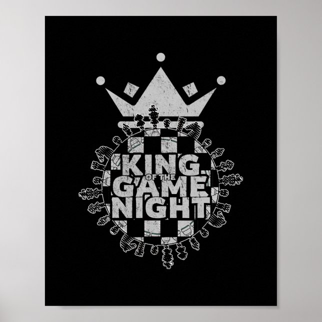 Game Night King Board Game Geek Funny Gamer  Poster (Front)