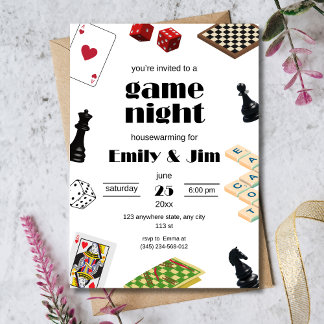Game Night Party Invitation, Housewarming party Invitation