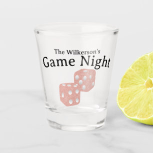 Game Night Pink Glitter Dice Shot Glass
