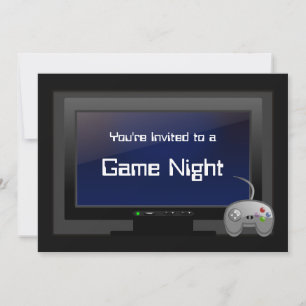 Game Night, Plasma Video Gaming Party Invitation