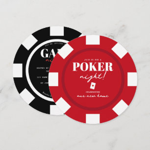 Game Night Red Black Poker Chips Party Invitation