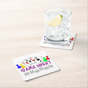 Game Night Square Paper Coaster