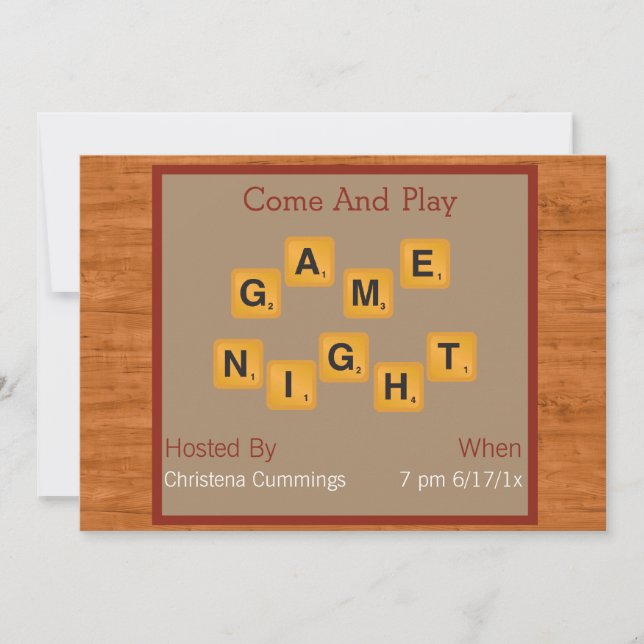 Game Night Tile Letters Invitation (Front)