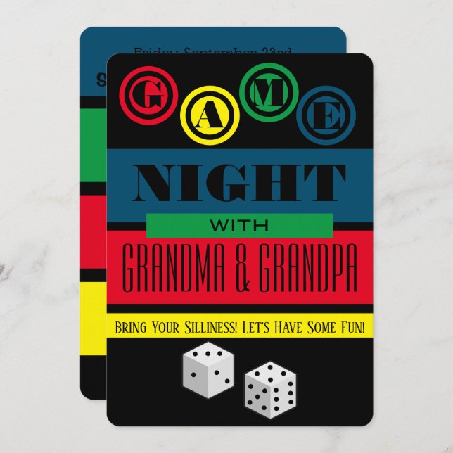 Game Night w/Grandparents Fun Invitation (Front/Back)