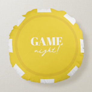 Game Night Yellow Poker Chips Party Round Cushion