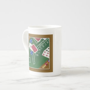 Game of Blackjack with Chips by Chariklia Zarris Bone China Mug
