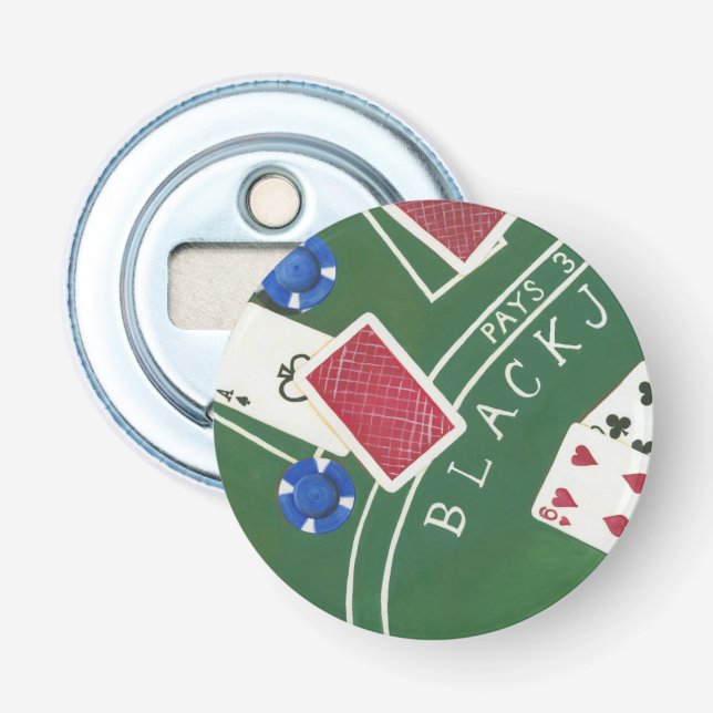 Game of Blackjack with Chips by Chariklia Zarris Bottle Opener (Front)