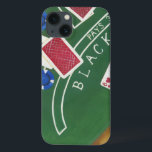 Game of Blackjack with Chips by Chariklia Zarris iPhone 13 Case<br><div class="desc">Ace's up! This dazzling piece by Chariklia Zarris shows a game of blackjack being played. Stacks of chips wait to be bet and cards wait to be flipped over. Purchase a copy today!</div>
