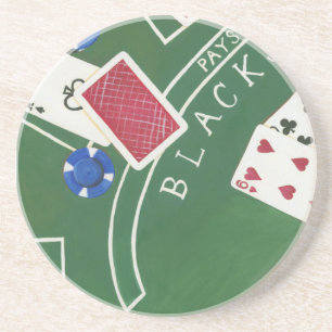 Game of Blackjack with Chips by Chariklia Zarris Coaster