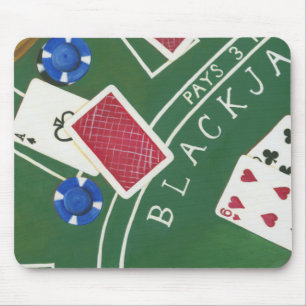 Game of Blackjack with Chips by Chariklia Zarris Mouse Pad