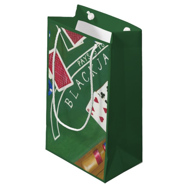 Game of Blackjack with Chips by Chariklia Zarris Small Gift Bag (Front Angled)