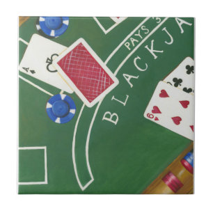 Game of Blackjack with Chips by Chariklia Zarris Tile