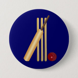 Game of Cricket, bat and ball, 7.5 Cm Round Badge