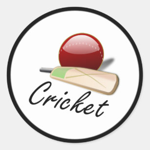 Game of Cricket, bat and ball, popular design Classic Round Sticker