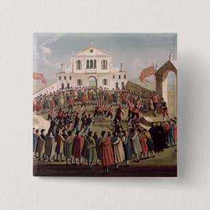 Game of Football at Sant'Alvise, Venice 15 Cm Square Badge