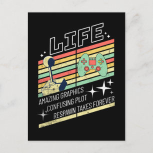 Game of Life Funny Retro Gamer Postcard