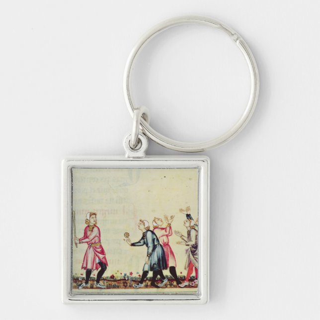 Game of pelota in the open air key ring (Front)