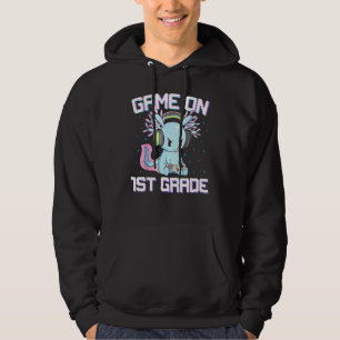 Game On 1st Grade Axolotl Gaming Back To School St Hoodie