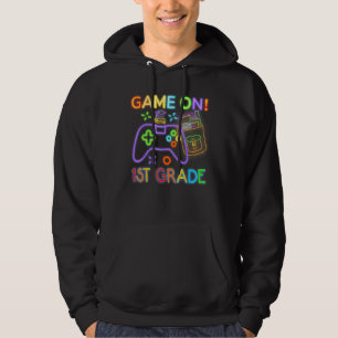 Game On 1st Grade Back To School 1st Grade Neon Vi Hoodie