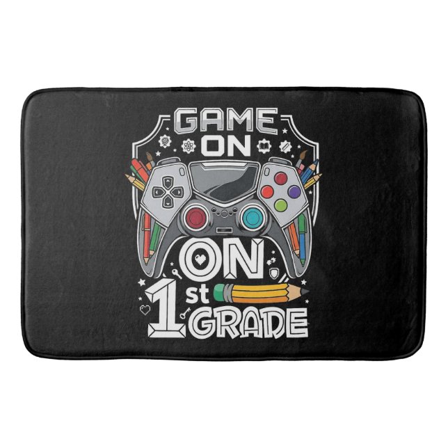Game On 1st Grade Back to School Bath Mat (Front)