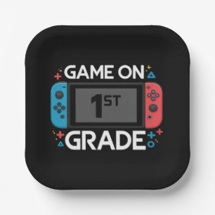 Game On 1st Grade Back To School Funny Gamer Paper Plate