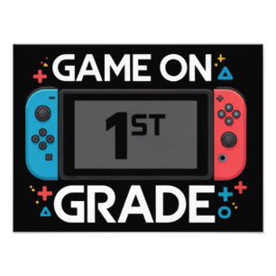 Game On 1st Grade Back To School Funny Gamer Photo Print