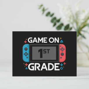 Game On 1st Grade Back To School Funny Gamer Thank You Card