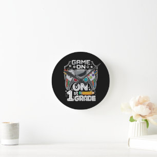 Game On 1st Grade Back to School Round Clock
