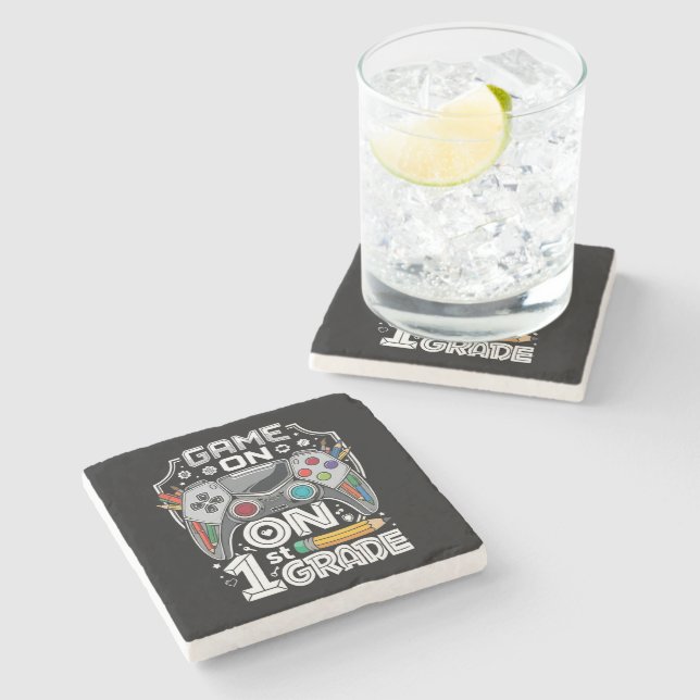 Game On 1st Grade Back to School Stone Coaster (Side)