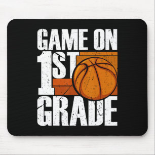 Game On 1st Grade Basketball Back To School First  Mouse Pad