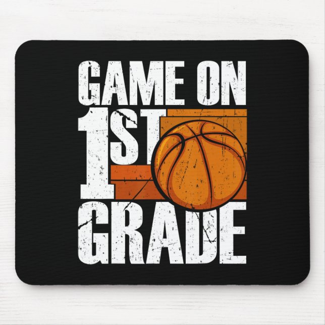 Game On 1st Grade Basketball Back To School First  Mouse Pad (Front)