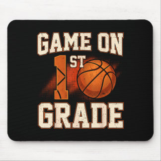 Game on 1st grade basketball back to school mouse pad