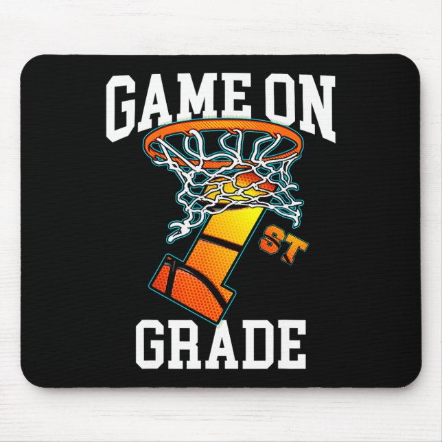 Game On 1st Grade Basketball Back To School Studen Mouse Pad (Front)