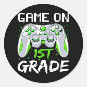 Game On 1st Grade  Fun Back To School Gamer Boys  Classic Round Sticker