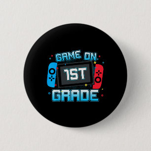 Game On 1st Grade Gamer Back To School Boys Kids  6 Cm Round Badge