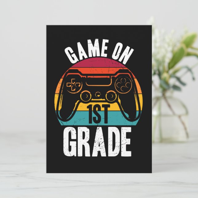 GAME ON 1st Grade Video Game School Student Invitation (Standing Front)