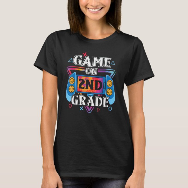 Game on 2nd Grade Back to School Video Controller  T-Shirt (Front)