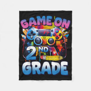 Game On 2nd Grade First Day Gamer Shirt Boys Fleece Blanket