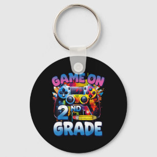 Game On 2nd Grade First Day Gamer Shirt Boys Key Ring
