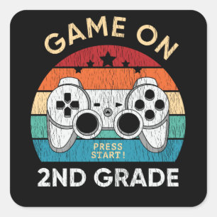 Game On 2nd Grade Gamer Back To School Kids Gift Square Sticker