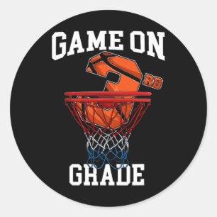 Game On 3rd Grade Basketball Back To School Studen Classic Round Sticker