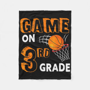 Game On 3rd Grade Bysketbyll Byck To School Fun Gi Fleece Blanket