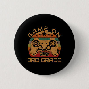 Game On 3rd Grade First Day Gamer Gift Back to Sch 6 Cm Round Badge
