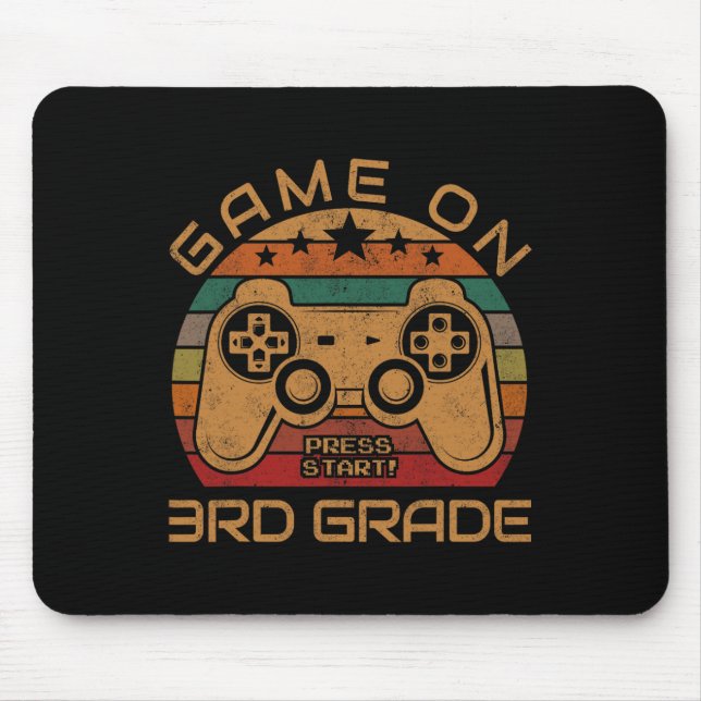 Game On 3rd Grade First Day Gamer Gift Back to Sch Mouse Pad (Front)