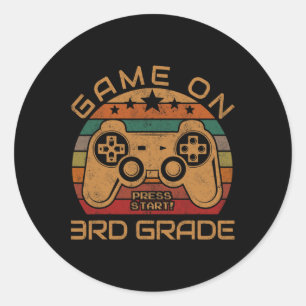 Game On 3rd Grade First Day Gamer Gift Byck To Sch Classic Round Sticker
