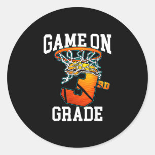 Game On 3rd Grade Sketll Ck To School Student Boys Classic Round Sticker