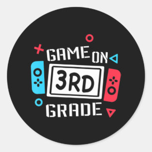 Game On 3rd Grade  Third Grade Back To School  Classic Round Sticker