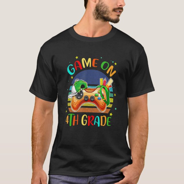 Game On 4th Grade Back To School For Gaming Boy T-Shirt (Front)