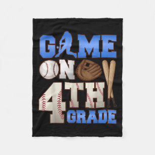 Game On 4th Grade Baseball Player Humor First Day  Fleece Blanket